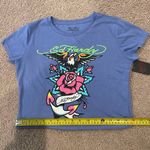 Ed Hardy  Pale Blue Graphic Print Crop Top Tee Photo 4