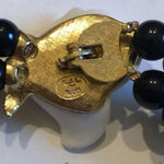 Kenneth Jay Lane Avon Vintage Black Beaded Floral CZ Rhinestone Clasp Necklace Photo 4