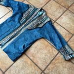 MARY REYNOLDS DESIGN M/L Blue Textured Denim Western Open Duster Tassel Jacket Photo 3