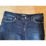 Silver Jeans Co Denim Embellished Pocket Dark wash Suki Flap capris SZ18 Photo 4