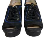 Paris Hilton Royal Black Blue Suede Peep Toe Lace Up 5 Inch Stilettos Heels 8M Purple Size 8 Photo 5