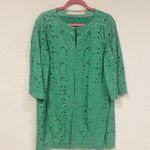 DRÔME Jacket Womens Large Green Aloe Laser Cut Leather Open Front Italy Boho Photo 0
