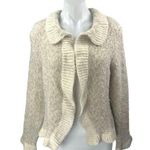 ZARA NEW Cream Beige Ribbed Knit Collared Fuzzy Open Cardigan Sweater Top Size L Photo 0