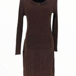70’s Vintage Wenjilli Brown Metallic Knit Long Sleeve Maxi Dress Size M Photo 0