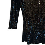 EXPRESS  Womens Black Sequin Top Size Large Pima Cotton Scoop Neck Glam Sparkly Photo 5