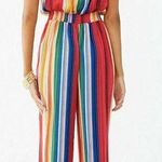 Forever 21 Strapless Striped Satin Palazzo Jumpsuit Photo 4