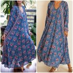 Natalie Martin Fiore Long Sleeve Floral Dress in Blue and Pink Photo 2