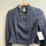 Free People NWT Majorette Military Jacket Double Breasted Crop Stretch Knit 2 Photo 9