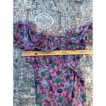 $625 Saloni Grace Pink Floral Silk Puff Sleeve Midi Dress US 6 UK 10 Asymmetric Photo 6