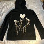 Large Heart Hoodie Black with Zipper and front pockets Photo 1