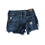 American Eagle Midi Jean Short Sz 8 Dark Wash Blue Distressed Super Stretch Photo 1