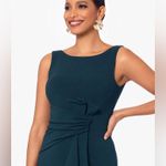 Betsy and Adam BETSY ADAM SCUBA CREPE RUFFLED BOW GREEN GOWN Evening, formal, wedding guest Photo 3