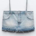 ZARA NEW!  Denim Skirt Effect Crop Top Photo 2