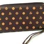 BRAND NEW Brown Floral Fleur di Lis Print WALLET ~ NWOT Designer Luxury Wristlet Photo 2