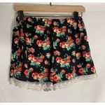 Jenna & Jessie black with red flowers shorts size girl Large (14) Photo 2