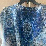 Dress Barn FINAL MARKDOWN  Blue and White Paisley caftan style Blouse small Photo 5