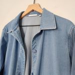 Uniqlo Soft Jersey Relaxed Denim Boxy Barn Jacket Blue, Medium Photo 2