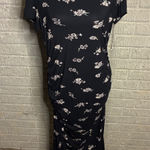Smallshow Black Floral Ruched Side Short Sleeve Maxi Dress‎ Women's M Size undefined Photo 0