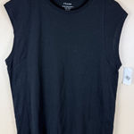 Frame  Womens Large Le Mid-Rise Muscle Tank Top Black Capped Sleeves NWT Photo 0