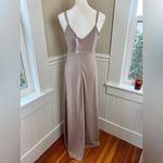 Birdy Grey NWT  Jay Dress in Crepe Taupe Mocha Cream Medium Minimalist Gown Photo 5