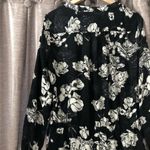 Rose + Olive Black & Cream Floral Long Sleeve Tie Waist Romper Size Small Photo 5