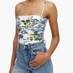 Reformation  Orion Floral Organic Cotton Camisole Top | Sz 6 | White & Blue Photo 1