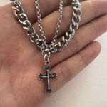 Cross Pendant Necklace for Men Women Streetwear Punk Hip Hop Unisex Style Silver Photo 3