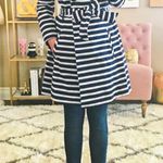 EXPRESS Striped Fit and Flare Trench Coat Photo 0