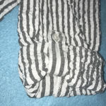 Max Studio striped gray and white collared 3/4 button up sleeves textured size S Photo 3