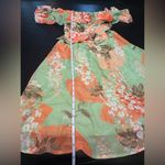 Vintage Leslie Fay Green and Orange Sleeveless Sundress Photo 11