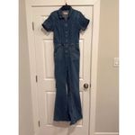 We The Free  Jade Flare Denim Jean Jumpsuit Size Large Boho Chic Photo 6