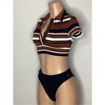 Robin Piccone New. stripe crop top teeny bikini. Size 4/S. Retails $208 Photo 4
