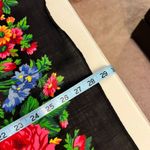 None Vintage Black Soft Woven Bandana Neck Tie Scarf Wrap Bright Floral Print Photo 9