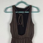 ZARA Empire Waist Brown Satin Open Back Slit Maxi Dress Size XS Photo 13