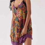 Urban Outfitters  Hanna Cecilia Tiered Mini Dress Size Small‎ Boho Printed Lace Photo 1