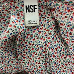 NSF Silk Floral Printed Balloon Sleeve Top Red Green Size US XS‎ Photo 10