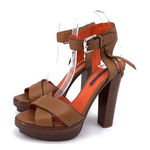 RALPH LAUREN Collection Leather Heeled Sandals Cognac 38 B Brown Size 7.5 Photo 0