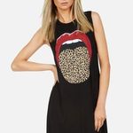 Lauren Moshi NWT.  leopard tongue mini dress - black Photo 0
