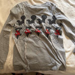 Disney  Gray Long Sleeve Tee with Mickey Mouse Design Photo 0