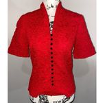 Go Silk Crinkle Fabric Red Lightweight Button Front Stretchy Blouse Top Sz PS Photo 1
