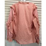 Sheilay Peach Crochet Long Balloon Sleeve Tie/Ruffle Neck Blouse‎ Size M Boho Orange Size M Photo 5