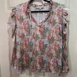 Loft Garden Cinched Sleeve Ruffle Tie Neck Women’s XL Top Tan Photo 0