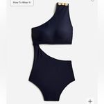 J.Crew One Piece Swimsuit Size 24 Navy Cut Out Full Coverage Buttons New Photo 9