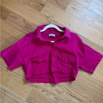 Showpo Hot Pink Collared Crop Cargo Shirt Cotton Barbiecore Photo 2