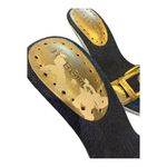 BCBGirls New BCBG Denim / Gold Buckles Mule Heels Pumps Shoes Boho Chic Y2K 70’s Size 7 Photo 6