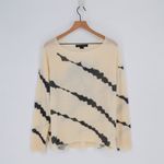 Skull Cashmere  100% Cashmere Tie Dye Pullover Sweater Ivory and Grey Women's M Photo 3
