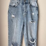 PacSun High Rise Straight Leg Raw Hem Distressed Denim Jeans Photo 2