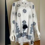 J Jill Bohemian White & Blue Print Ocean Breeze Poncho, NWT. Photo 1