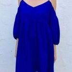 Moulinette Soeurs Anthropologie Blue Cold Shoulder Puff Sleeve Carina Dress XS Photo 0