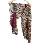 Boho paisley print lightweight scarf wrap multicolor fringe edge women OS Photo 5